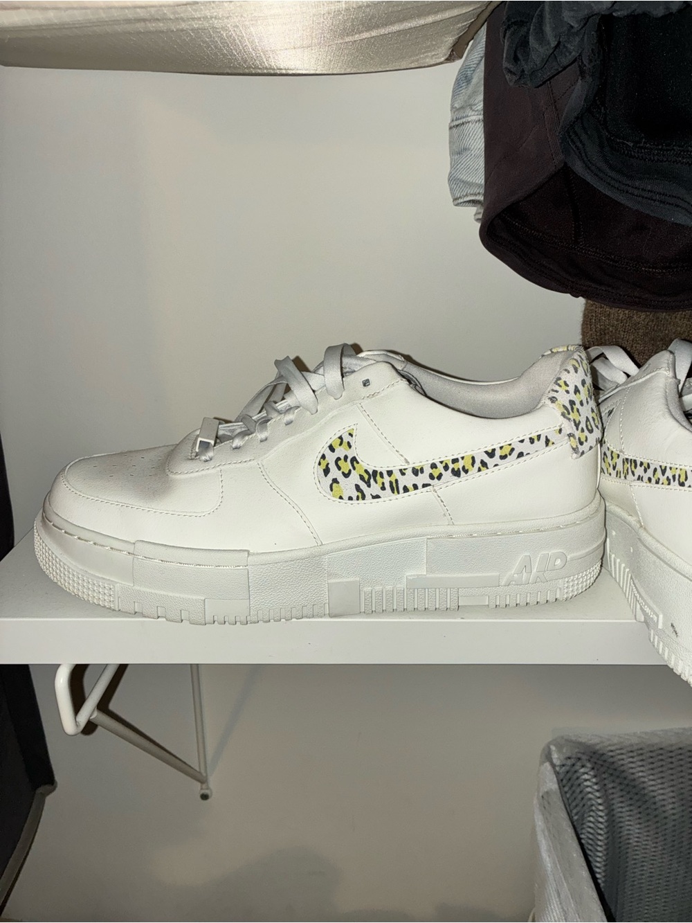 Nike White Sneakers with Leopard-Print Swoosh